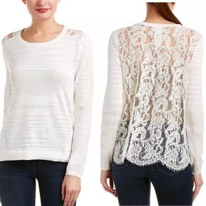 Cabi Sweater Sophia Lace Back Long Sleeve M
